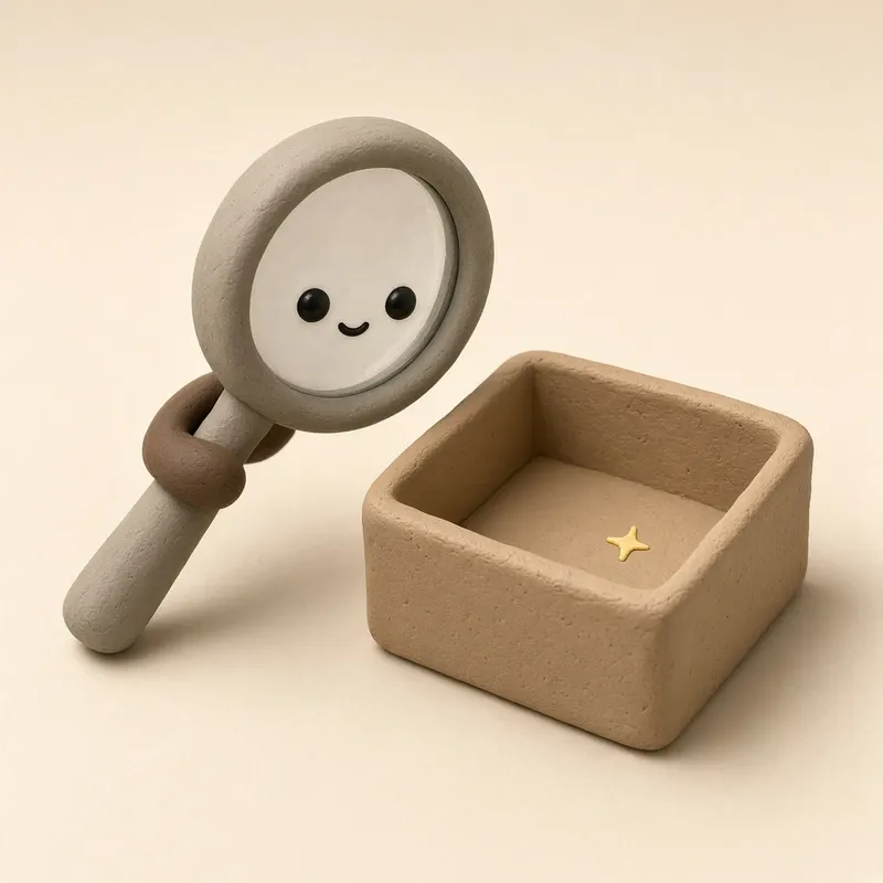 Clay illustration of an empty box waiting for a guide